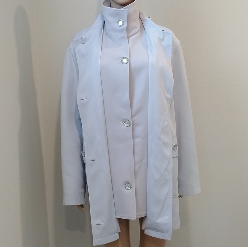 Reflections by SPIEGEL pale blue coat Women’s size medium chic layered look M - Picture 3 of 16